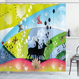 ABAKUHAUS Naturaleza Cortina de Baño, 2 Reno en Primavera,…