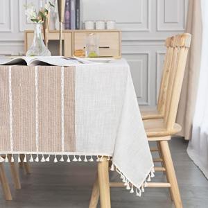 SUNBEAUTY Mantel Mesa Rectangular Tela Algodon Lino con Bor…