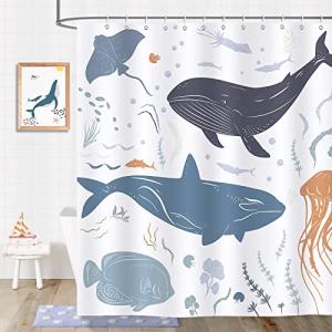 Bonhause Cortina de Ducha Ballena 180 x 180 cm Cortina de B…
