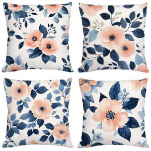 Fundas Cojines 70x70 cm Juego de 4 Azul Cojines Exterior Im…