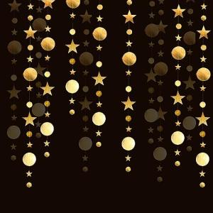Guirnalda Estrellas y Circulo Oro de 16 Metros. Decoración…