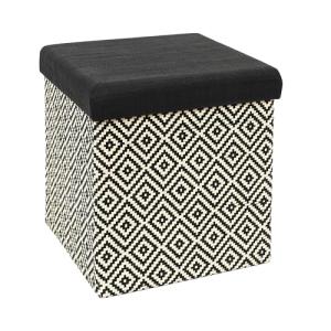 THE HOME DECO LIGHT Caja-PUF Plegable Trenzado NEG