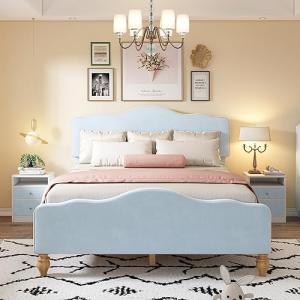 Juego de dormitorio, diseño moderno, cama tapizada   2 mesi…