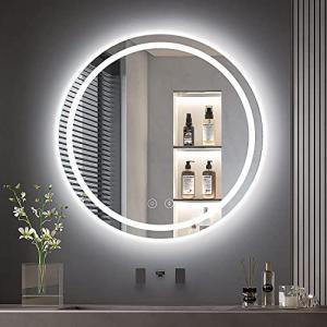Dripex Espejo de Baño con Luz LED Redondo 60 cm, Antivaho,…
