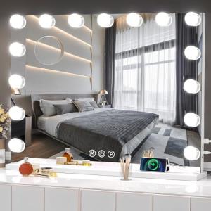 Genérico Espejo de Maquillaje con Luz 15 Bombillas LED, 3 T…