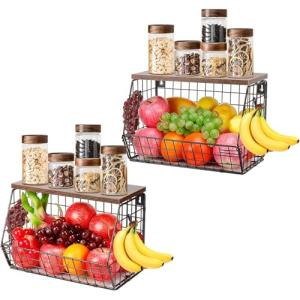Sprifityy Fruteros de Cocina,Apilable & Alambre Colgantes C…