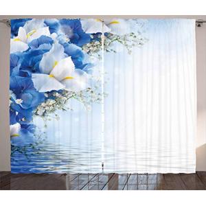 ABAKUHAUS Azul Y Blanco Cortina, Hortensias Iris, Sala de E…