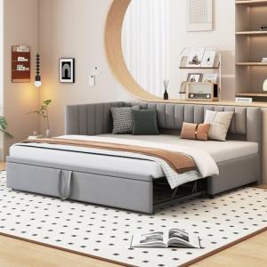 Moimhear Sofá cama multifuncional en forma de L con cama ni…