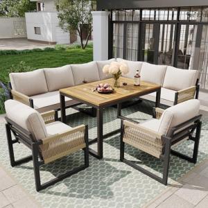 Moimhear Juego de muebles de jardín para 7 – 8 personas, ju…