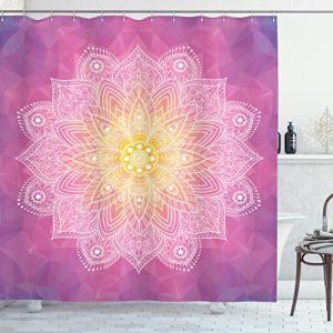 ABAKUHAUS Mandala Cortina de Baño, Arte Floral Mandala, Mat…