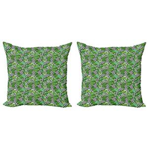ABAKUHAUS Árbol Set de 2 Fundas para Cojín, Macro Las Hojas…