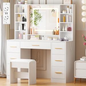 ANWBROAD Grande Tocador de Maquillaje con Iluminación LED A…