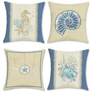 Bonhause Fundas Cojines Verano Costero 45 x 45 cm Funda de…