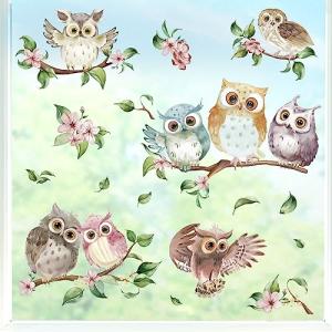 decalmile Pegatinas de Ventana Búho en Rama Vinilos para Ve…