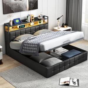 DAHUEN Cama de matrimonio con almacenamiento, 140 x 200 cm,…