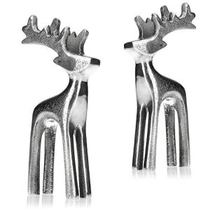 com-four® 2X Escultura de Reno Figura Decorativa de Alumini…