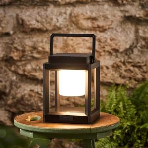 Lights4fun Farolillo Solar de 22 cm Color Negro con LED Bla…