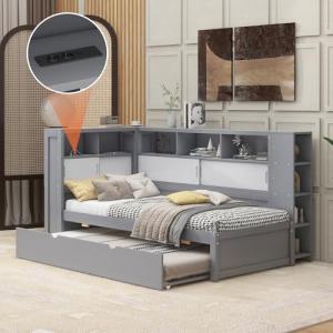 Moimhear cama sofá 3 en 1 con cama nido y USB, 90 x 200 cm,…