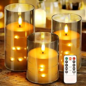 Lewondr Velas sin Llama Parpadeantes, Velas LED Realistas c…