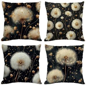 Funda Cojin 70x70 cm,Juego de 4 Fundas de Cojines Negro Ter…