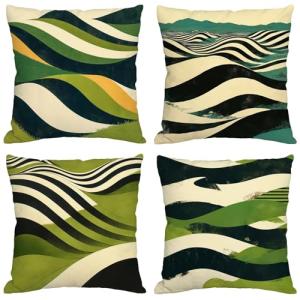 Fundas Cojines 80x80 cm Juego de 4 Mostaza Cojines Exterior…