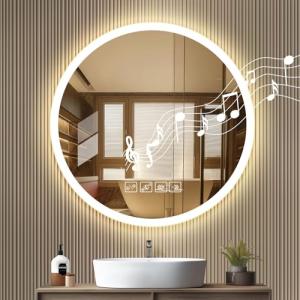 Litglobe Espejo Baño LED Bluetooth 60x60 cm,Espejo Redondo…
