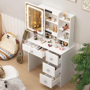 Vescence Tocador de Maquillaje con Luz LED, Mesa de Maquill…