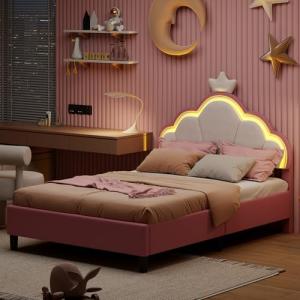 YGHQAP - Cama infantil de 140 x 200 cm, niño niña con LED,…