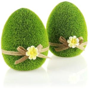 com-four® 2X Figuras Decorativas - Huevo de Pascua con Lazo…