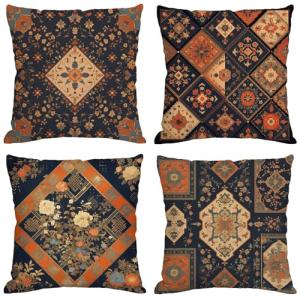 Marrón Cojines Exterior Impermeable Lino Grande Fundas Coji…