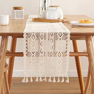 Onlyesh Camino de Mesa de Macramé Beige, Camino de Mesa de…