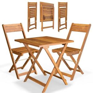 CASARIA® Set Muebles de Balcón 3 Pzs Mesa 2 Sillas Plegable…