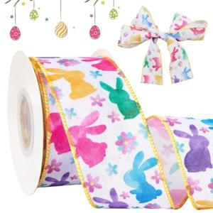 KIKVTER Cinta de lazo de Pascua, conejo, decoración de Pasc…