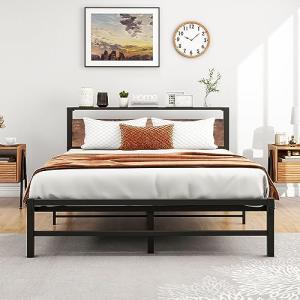 VERFARM Base de cama de 150 x 200 cm con plataforma de meta…