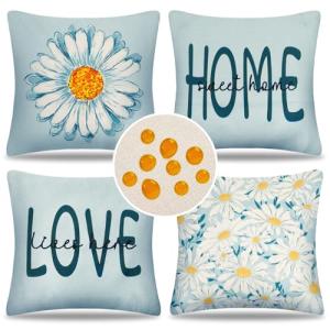 4 Piezas Fundas de Cojín para Sofá 45 x 45 cm Flor Funda de…