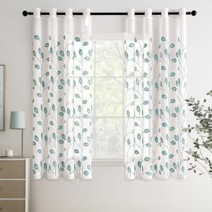 MIULEE Cortinas Salon Modernas con Bordado de Hojas 2 Pieza…