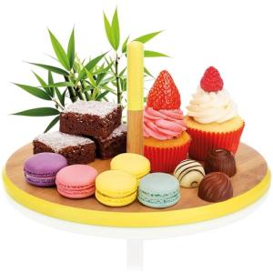 com-four® Bandeja de bambú con asa Central – Bandeja Redond…