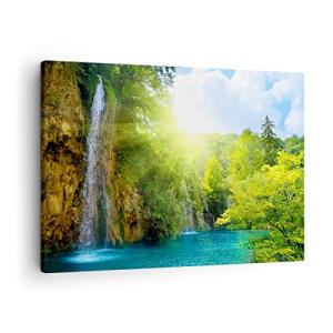ARTTOR Lienzos decorativos Cascada Forrest Cielo Cuadro Sob…