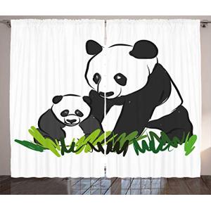 ABAKUHAUS Oso Divertido Cortinas, Panda Bear Family Bambu,…