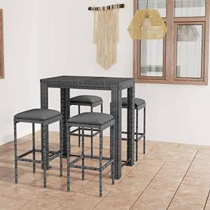 MOONAIRY Set Muebles Bar jardín 5 Piezas y Cojines, Comedor…