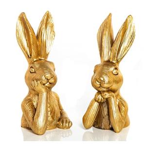 Set de 2 Figuras Conejo de Pascua Dorado, 17 cm: decoración…