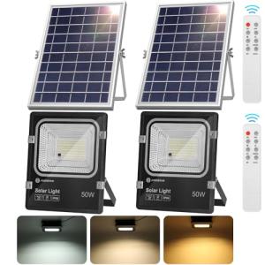 Aigostar - Foco solar exterior con mando a distancia,50W,re…