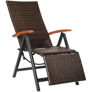 TecTake® Silla de Ratán y Aluminio Plegable, Respaldo Ajust…