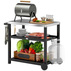 Outsunny Carrito de Parrilla de 3 Niveles Carrito de Barbac…