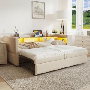 Moimhear Cama tapizada, sofá cama extensible, 90/180 x 190…