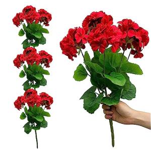 4 piezas de flores artificiales geranios artificiales para…