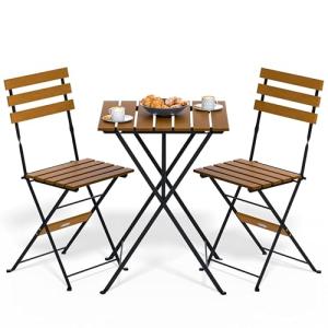 CASARIA® Set Muebles de Balcón 3 Pzs Mesa 2 Sillas Jardín P…