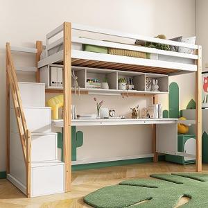 ZYLOYAL10 Cama alta para niños con estantería y escalera de…