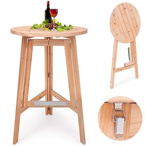 CASARIA® Mesa de Bar Alta Plegable de Madera Maciza Tablero…