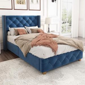 YCYDHDM Cama tapizada de 90 x 200 cm, cama individual con c…